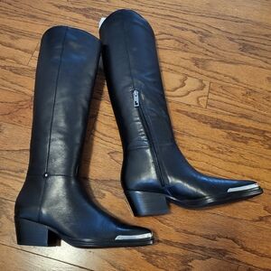 Franco Sarto Black Leather Western Boots